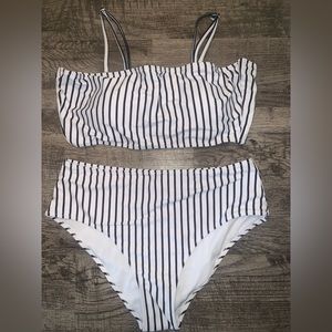 SHEIN Stripe Two Piece Bathing Suit